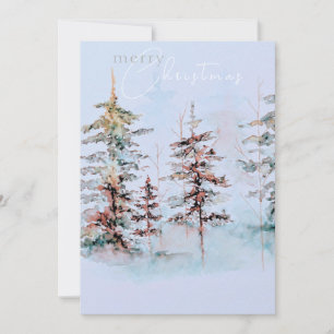 Cartes Pour Fêtes Annuelles Elégante aquarelle Forêt de pins de Noël