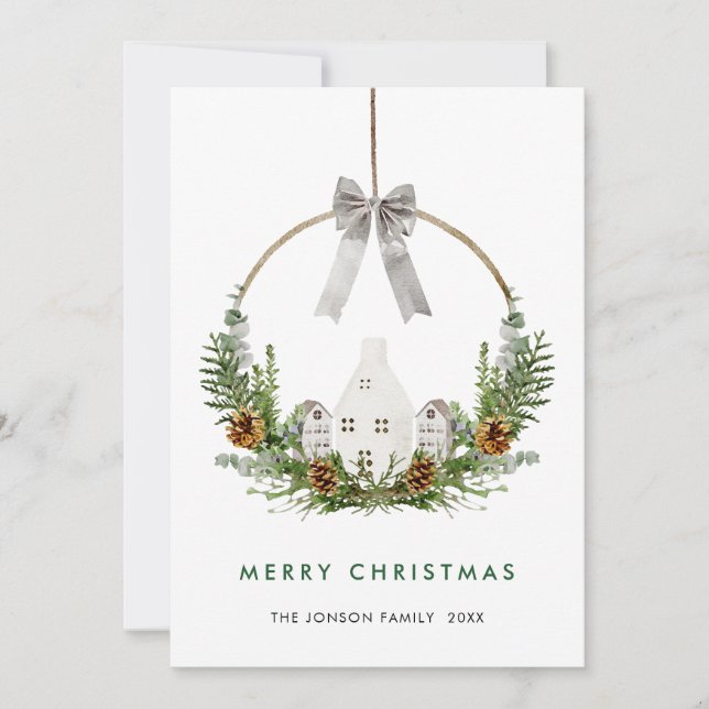 Cartes Pour Fêtes Annuelles Elégante aquarelle Joyeuse composition de Noël (Devant)