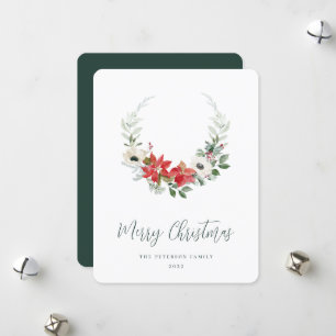 Cartes Pour Fêtes Annuelles Elégante aquarelle Noël Floral Wreath