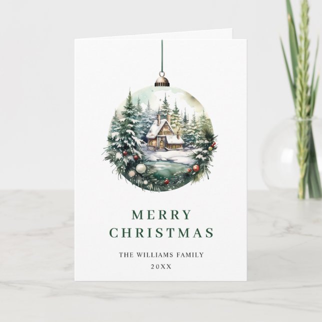 Cartes Pour Fêtes Annuelles Elégante aquarelle Noël Ornament Salutation (Devant)
