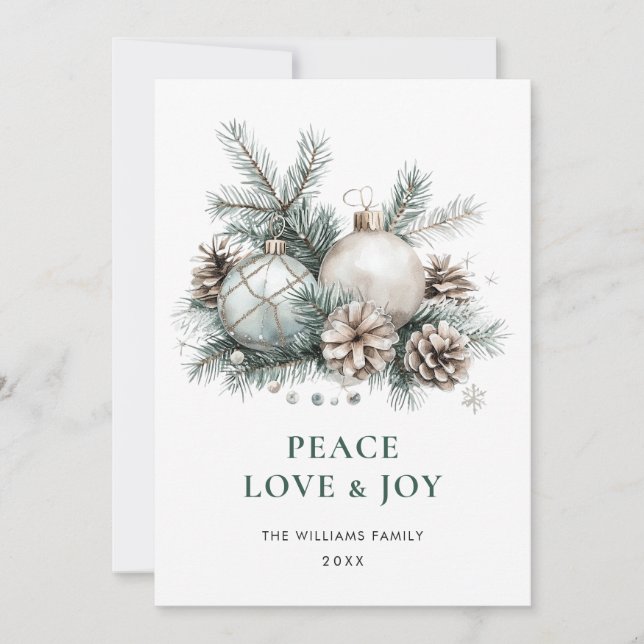 Cartes Pour Fêtes Annuelles Elégante aquarelle Noël Ornament Salutation (Devant)