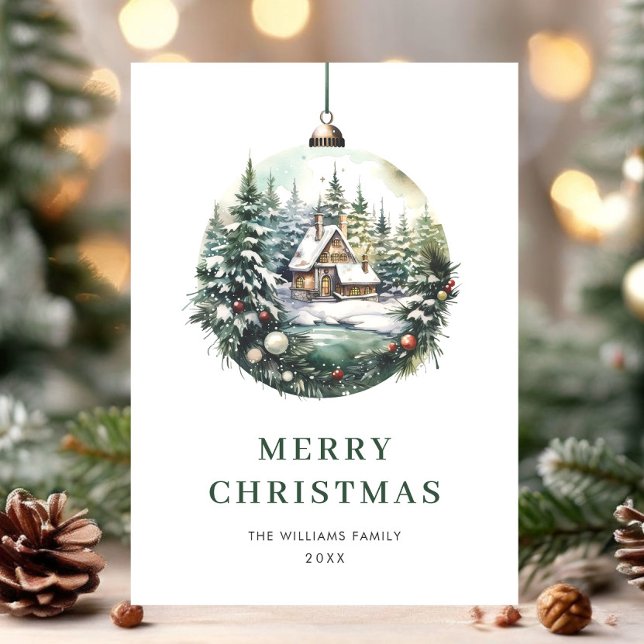 Cartes Pour Fêtes Annuelles Elégante aquarelle Noël Ornament Salutation (Créateur téléchargé)