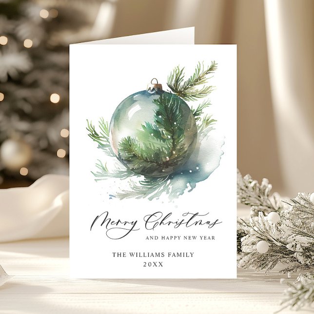 Cartes Pour Fêtes Annuelles Elégante aquarelle Noël Ornament Salutation (Créateur téléchargé)