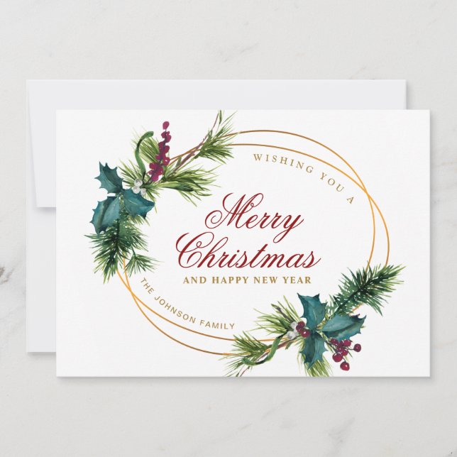Cartes Pour Fêtes Annuelles Elégante aquarelle Noël Pine Cone Salutation (Devant)