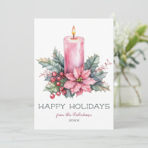 Cartes Pour Fêtes Annuelles Elégante aquarelle PERSONNALISÉE Bougie de Noël