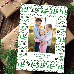 Cartes Pour Fêtes Annuelles Elégante aquarelle populaire verte photo de Noël