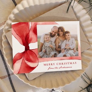 Cartes Pour Fêtes Annuelles Elégante aquarelle rouge Bow 2 photo