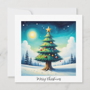 Cartes Pour Fêtes Annuelles Elégante aquarelle rustique Joyeux sapin de Noël