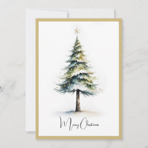 Cartes Pour Fêtes Annuelles Elégante aquarelle rustique sapin de Noël
