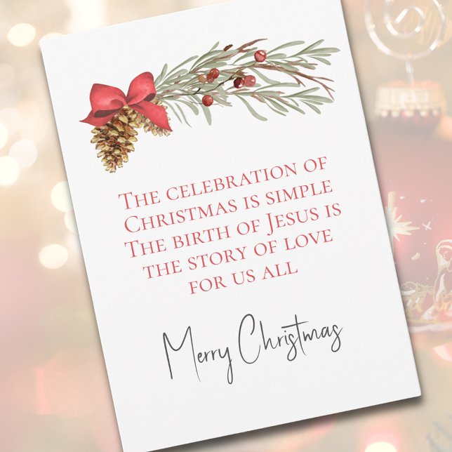 Cartes Pour Fêtes Annuelles Elégante aquarelle verte religieuse non photo (Elegant Watercolor Greenery Religious Non-Photo Christmas Card)
