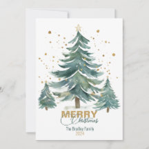 Elégante aquarelle Whimsical Christmas Tree Card