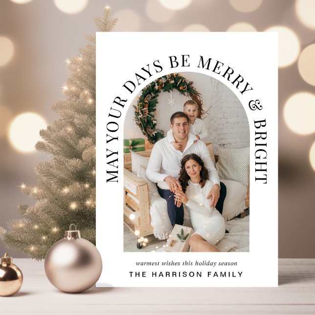 Cartes Pour Fêtes Annuelles Elégante Arc Photo Joyeux Noël brillant (Share the love and warmth of the season with your personalized elegant arch photo Christmas card)