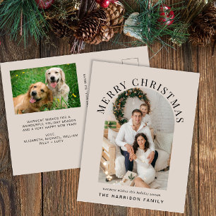 Cartes Pour Fêtes Annuelles Elégante Arc Photo Joyeux Noël Taupe