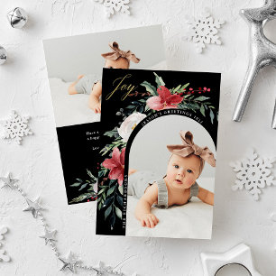 Cartes Pour Fêtes Annuelles Elégante Arche et photo florales