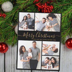 Cartes Pour Fêtes Annuelles Élégante calligraphie 5 Collage photo Noël