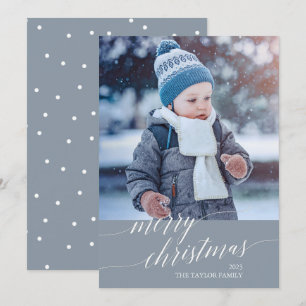 Cartes Pour Fêtes Annuelles Élégante Calligraphie Bleue Joyeux Noël Photo
