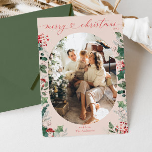 Cartes Pour Fêtes Annuelles Élégante calligraphie cardiaque Pastel Joyeux Noël
