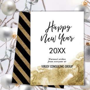 Cartes Pour Fêtes Annuelles Élégante Calligraphie Festive Gold Parties scintil