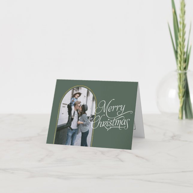 Cartes Pour Fêtes Annuelles Elégante calligraphie moderne simple photo de noël (Devant)