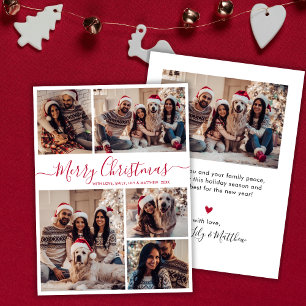 Cartes Pour Fêtes Annuelles Élégante calligraphie rouge 5 Collage photo Noël