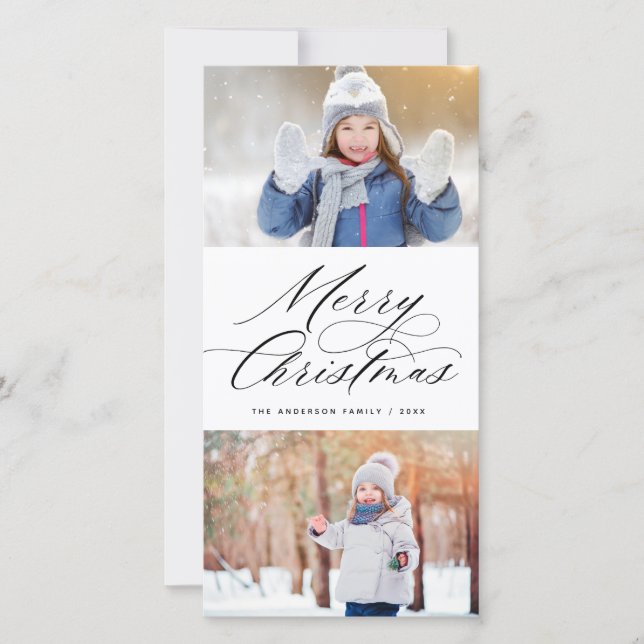 Cartes Pour Fêtes Annuelles Élégante calligraphie Script Joyeux Noël 2 Photo (Devant)