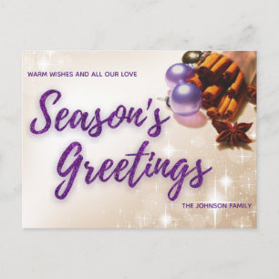 Cartes Pour Fêtes Annuelles Élégante cannelle violet Parties scintillant Scrip