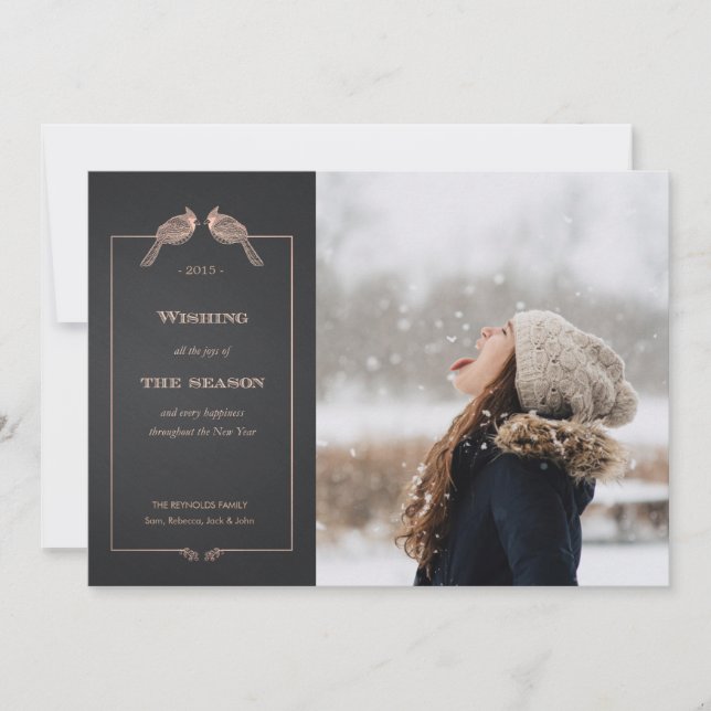 Cartes Pour Fêtes Annuelles Elégante Cardinale d'or Rose Faux Holiday (Devant)