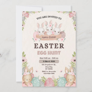 Cartes Pour Fêtes Annuelles Elégante chasse aux oeufs de Pâques : une invitati