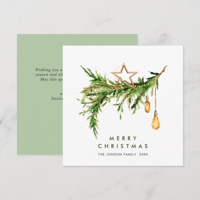 Cartes Pour Fêtes Annuelles Élégante composition bohème de Noël (Devant / Derrière)