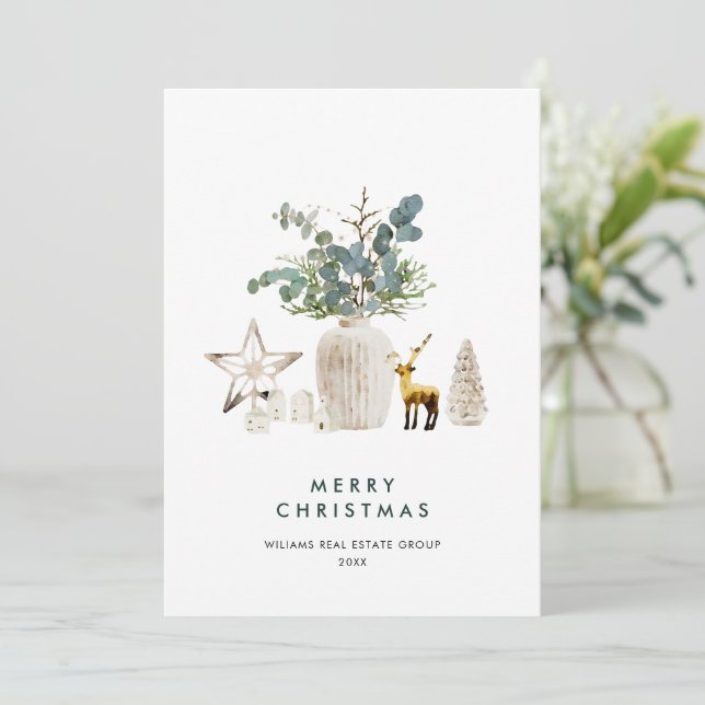 Cartes Pour Fêtes Annuelles Élégante composition de Noël Accueil d'entreprise (Debout devant)