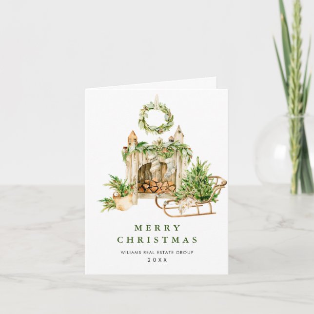 Cartes Pour Fêtes Annuelles Élégante composition de Noël de Bohême Entreprise (Devant)