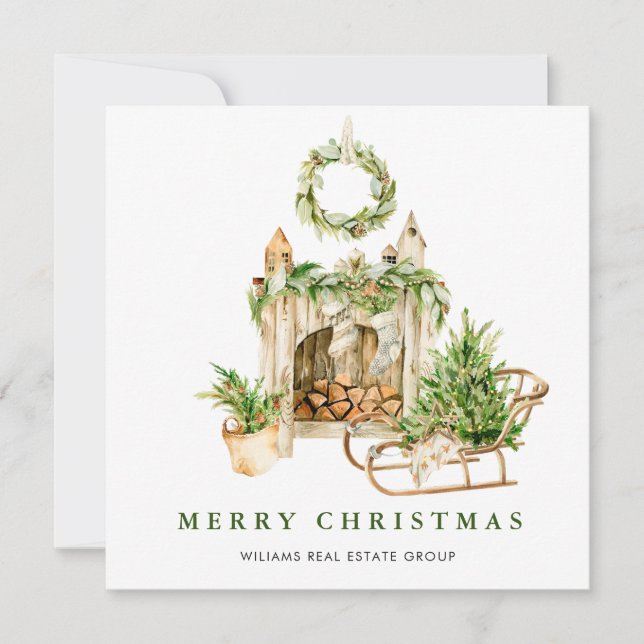 Cartes Pour Fêtes Annuelles Élégante composition de Noël de Bohême Entreprise (Devant)