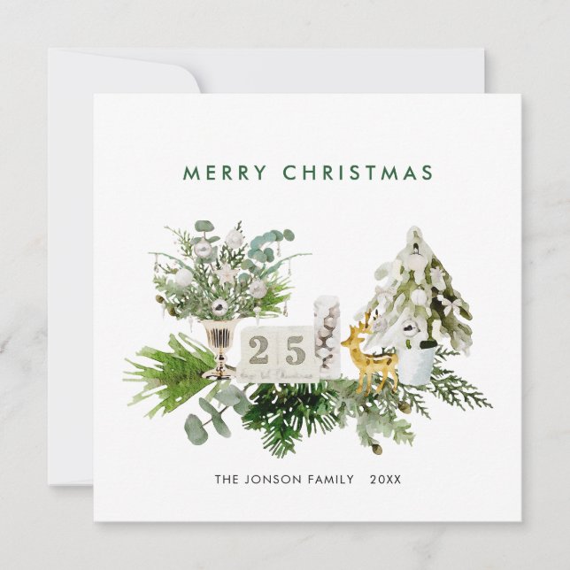 Cartes Pour Fêtes Annuelles Élégante composition de Noël de Bohême Salutation (Devant)