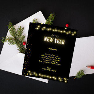 Cartes Pour Fêtes Annuelles Élégante cordes d'or éclaire NYE Celebration