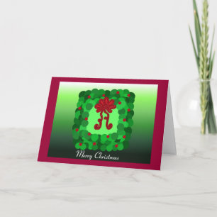 Cartes Pour Fêtes Annuelles Élégante couronne Carré verte