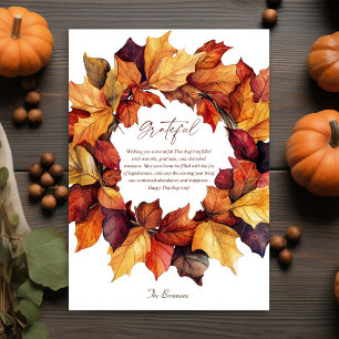 Cartes Pour Fêtes Annuelles Elégante couronne de chute Thanksgiving rustique