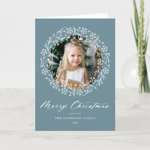 Cartes Pour Fêtes Annuelles Élégante couronne de flocon de neige bleu 2 photo
