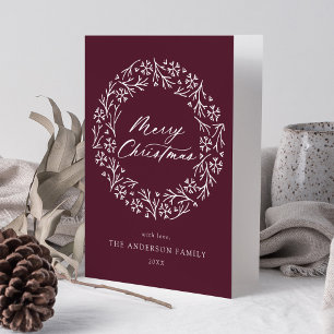 Cartes Pour Fêtes Annuelles Élégante couronne de flocon de neige pourpre sans 