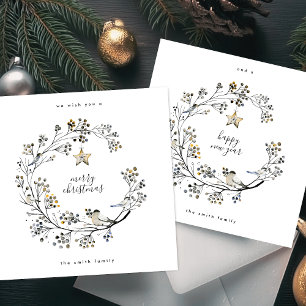 Cartes Pour Fêtes Annuelles Élégante couronne de Kraft bio Joyeux Noël