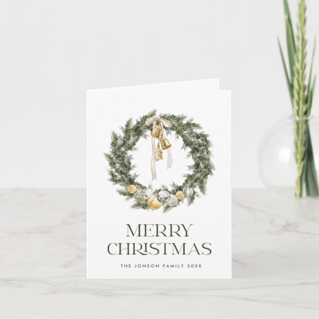Cartes Pour Fêtes Annuelles Élégante couronne de Noël bohème (Devant)