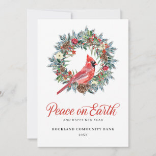 Cartes Pour Fêtes Annuelles Élégante couronne de Noël Cardinal Rouge Entrepris