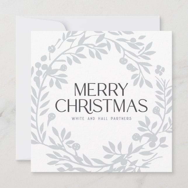 Cartes Pour Fêtes Annuelles Élégante couronne de Noël Joyeux Nom commercial (Devant)