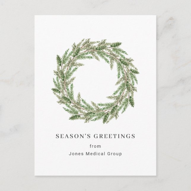 Cartes Pour Fêtes Annuelles Élégante couronne de pin Simple Noël d'entreprise (Devant)