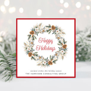 Cartes Pour Fêtes Annuelles Elégante couronne d'eau d'entreprise Noël