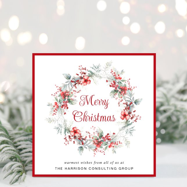 Cartes Pour Fêtes Annuelles Élégante couronne d'entreprise Noël d'entreprise (Spread the joy of the season and strengthen business relationships with our elegant Christmas card)
