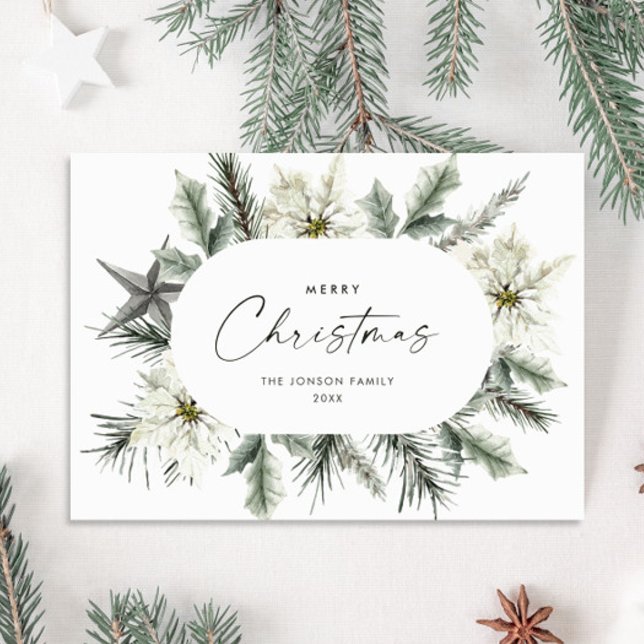 Cartes Pour Fêtes Annuelles Élégante couronne d'hiver de Noël blanc (Créateur téléchargé)