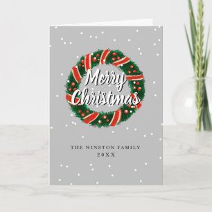 Cartes Pour Fêtes Annuelles Élégante couronne Joyeux Noël et Bonne Année
