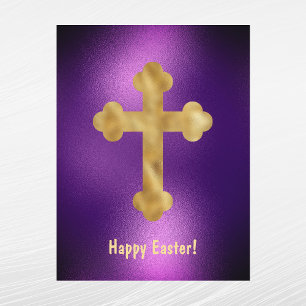 Cartes Pour Fêtes Annuelles Elégante Croix d'or violet Pâques