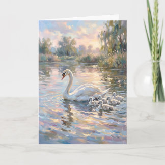 Cartes Pour Fêtes Annuelles Élégante cygne mère et bébés Fête des Mères