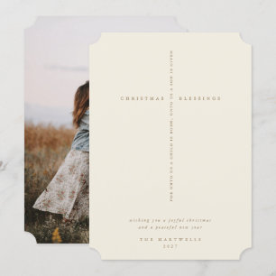 Cartes Pour Fêtes Annuelles Élégante écriture de crème Croix Photo
